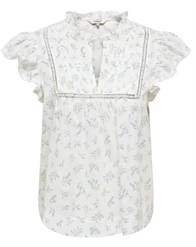 Only - ONLTea-Idris Frill Tape Top - Cloud Dancer/Wild Bunde